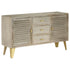 Rustika Rowe -  Drawer Cabinet Solid Mango Wood Grey with Brass 140x40x80 cm